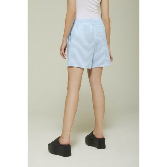 New Linen European High Rise Shorts Casual Summer Elastic Waisted Made In Italy - Picture 4 of 12